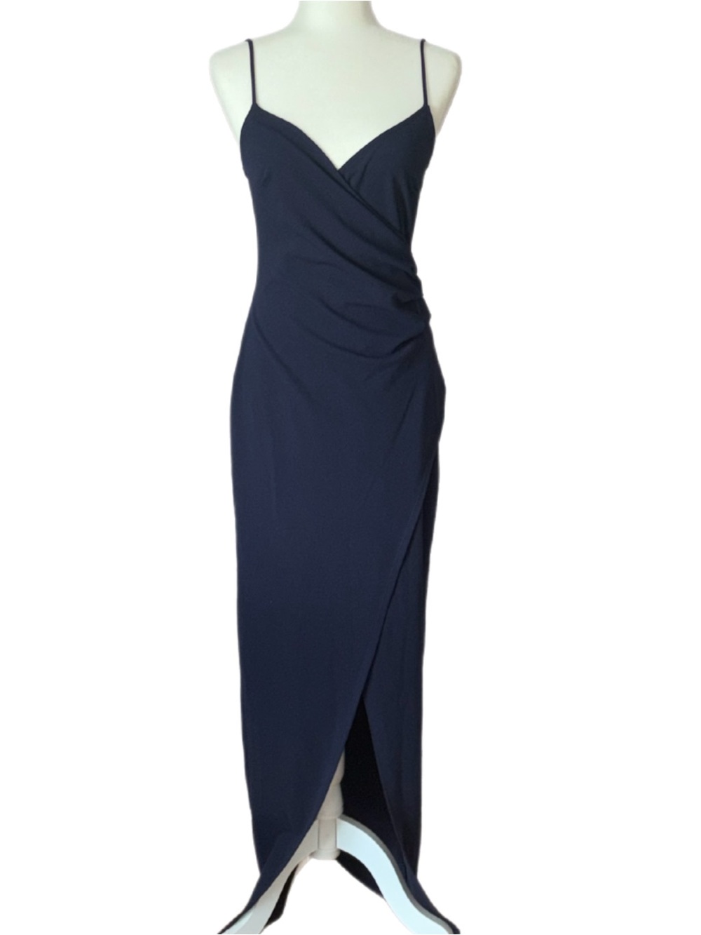 Sweetest Admirer Navy Blue Ruched Surplice Maxi Dress Size Medium